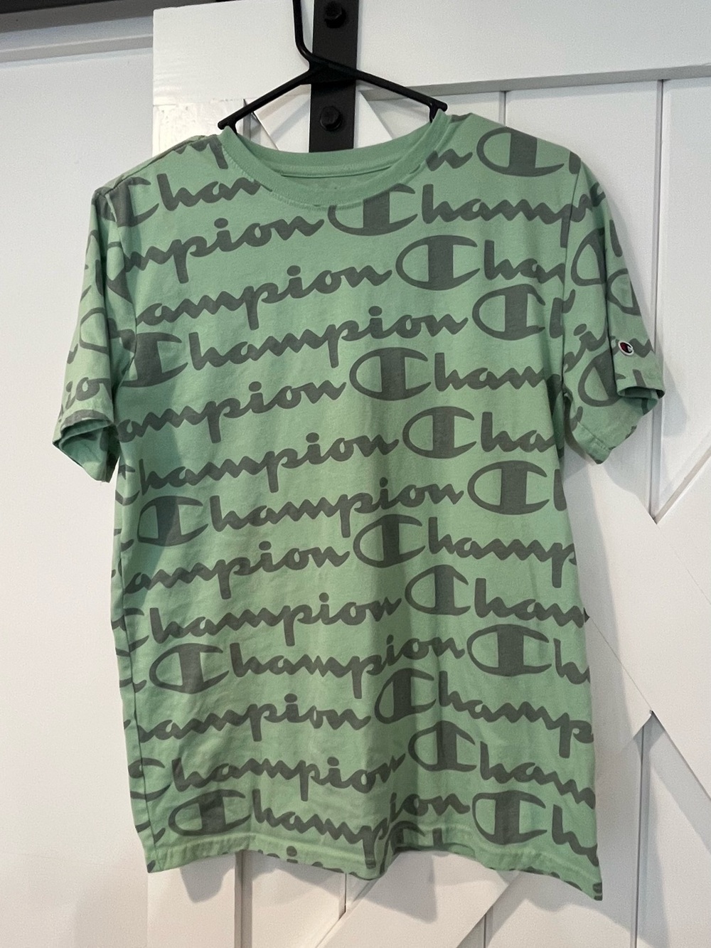 Boys XL Champion Mint Green Logo Crewneck Tee